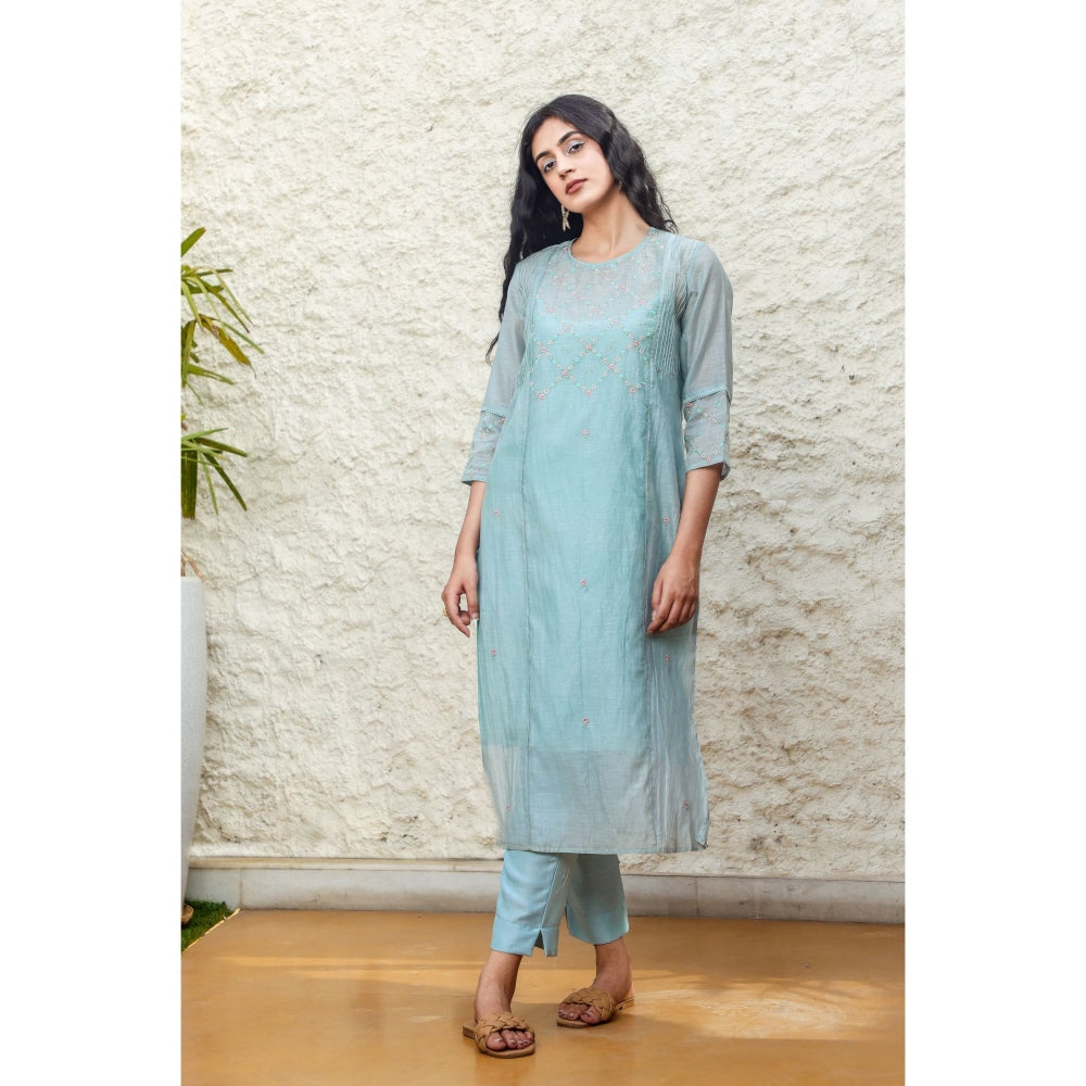 Tatwa Designs Mint Yoke Jaal Kurta (Set of 3)