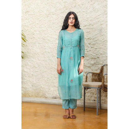 Tatwa Designs Mint Yoke Pintuck Kurta (Set of 3)