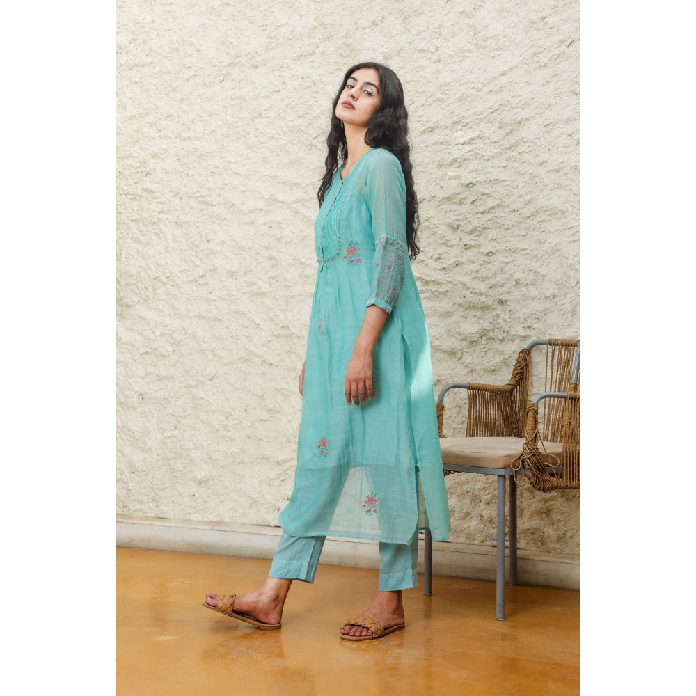Tatwa Designs Mint Yoke Pintuck Kurta (Set of 3)