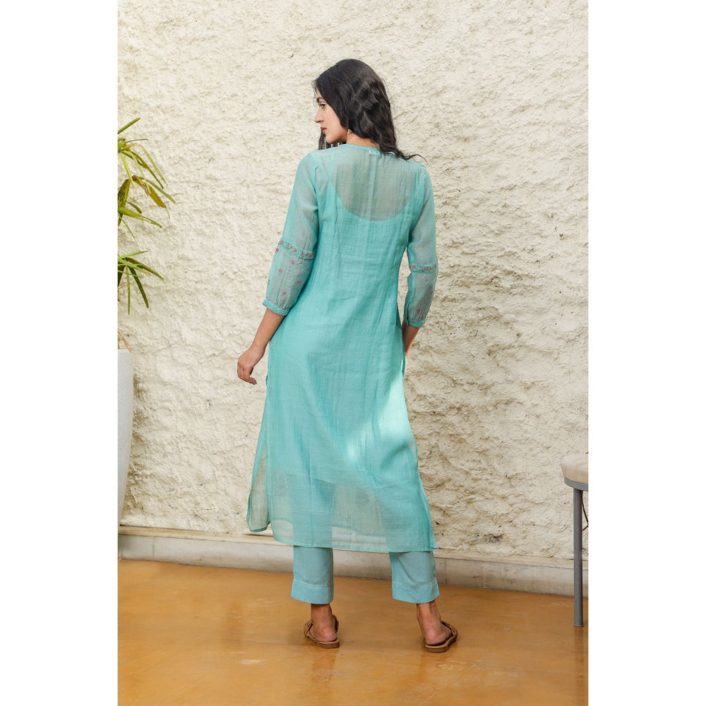 Tatwa Designs Mint Yoke Pintuck Kurta (Set of 3)