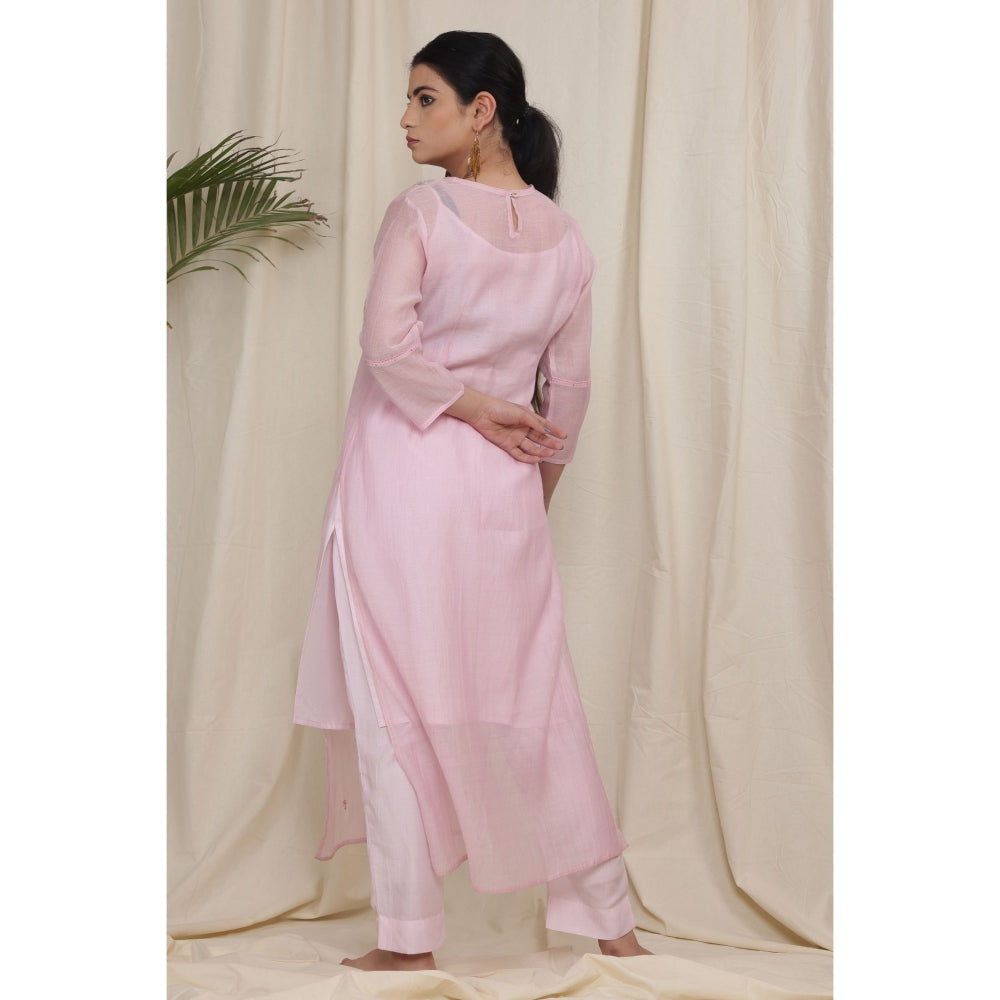Tatwa Designs Pink Yoke Bouquet Kurta (Set of 3)