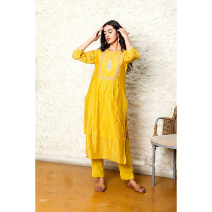 Tatwa Designs Mustard Cyprus Kurta (Set of 3)