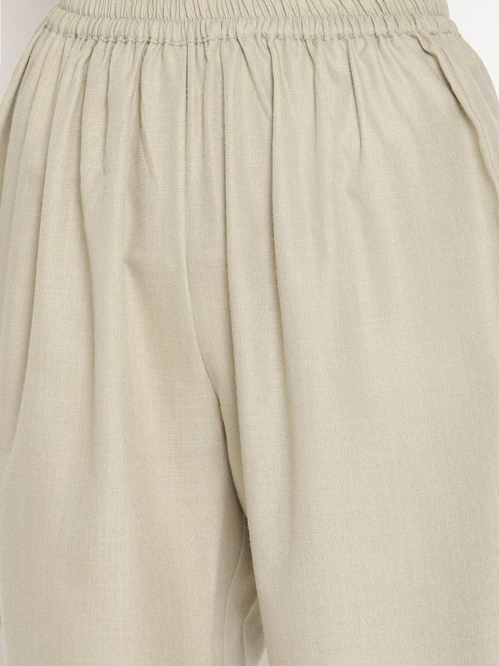 Cotton Linen Dark Grey Kurta Pant Set - trueBrowns