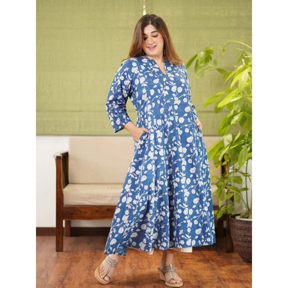 The Indian Ethnic Co. Dabu Indigo Cotton Kurta