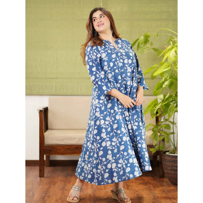 The Indian Ethnic Co. Dabu Indigo Cotton Kurta