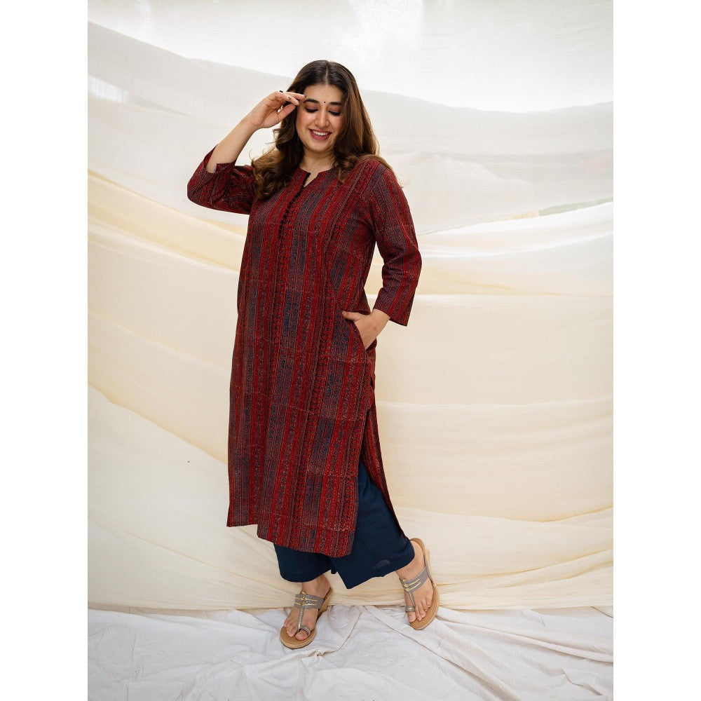 The Indian Ethnic Co. Ajrakh Madder Cotton Kurta