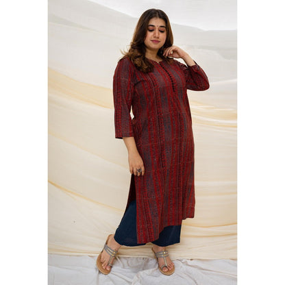 The Indian Ethnic Co. Ajrakh Madder Cotton Kurta
