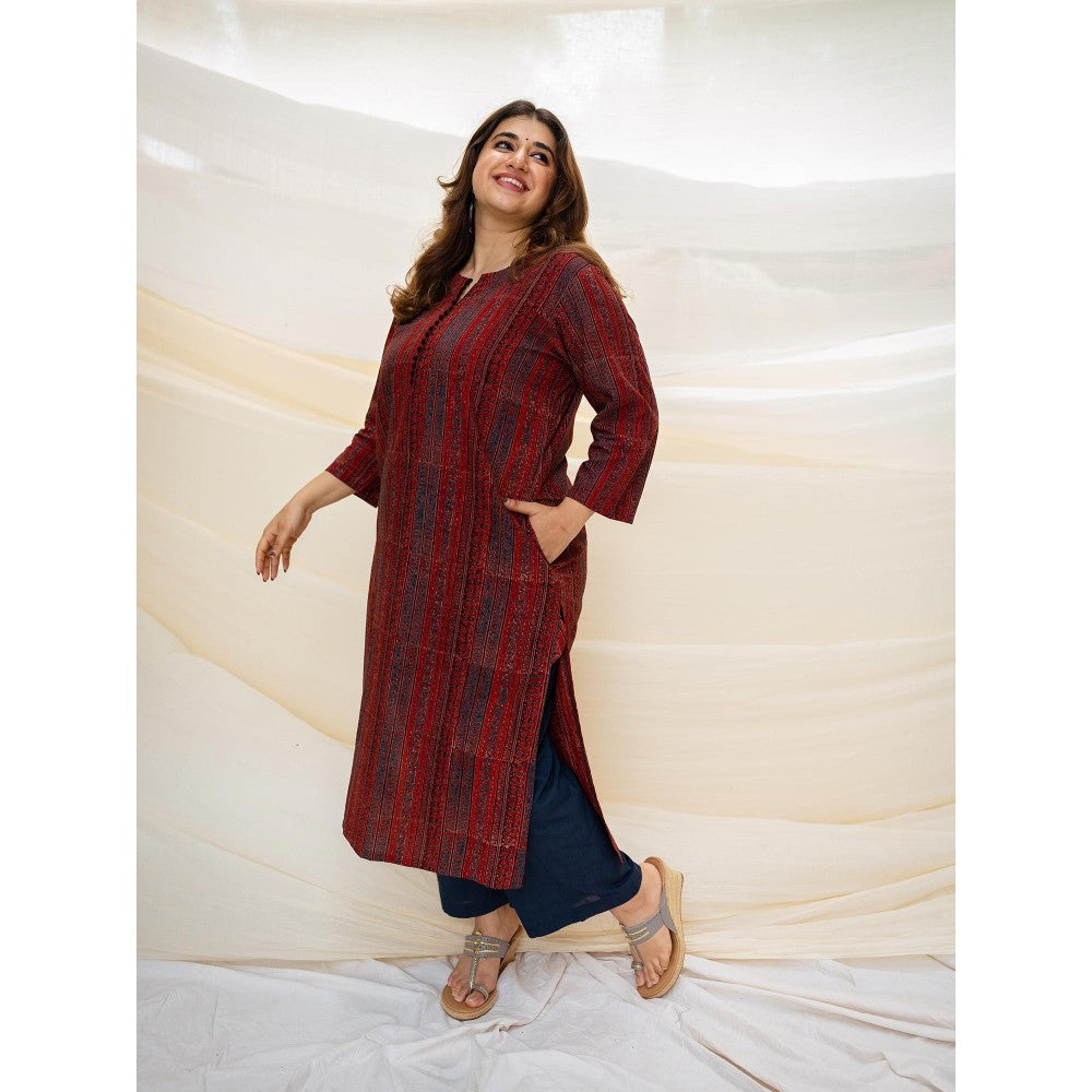 The Indian Ethnic Co. Ajrakh Madder Cotton Kurta
