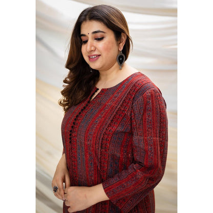 The Indian Ethnic Co. Ajrakh Madder Cotton Kurta