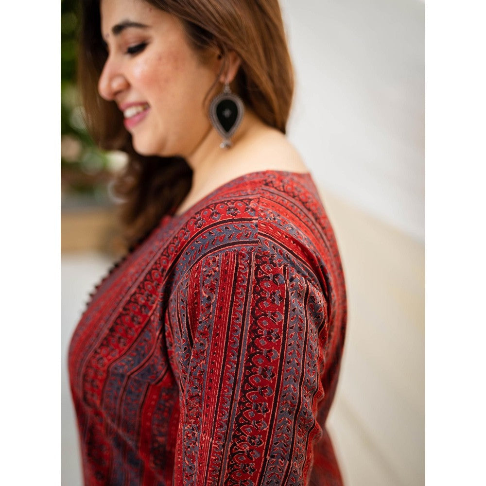 The Indian Ethnic Co. Ajrakh Madder Cotton Kurta