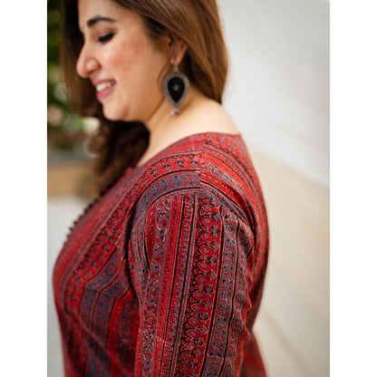 The Indian Ethnic Co. Ajrakh Madder Cotton Kurta
