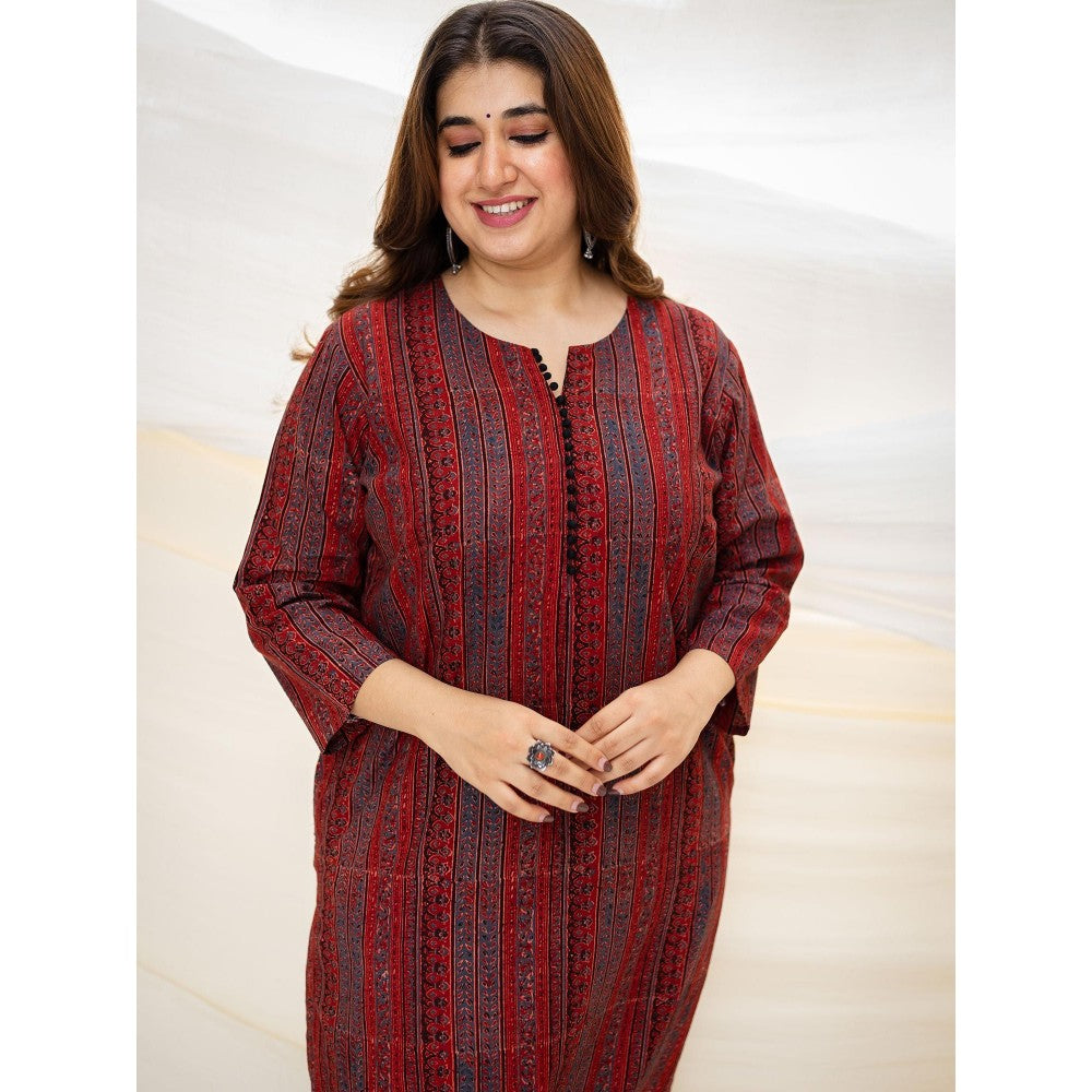 The Indian Ethnic Co. Ajrakh Madder Cotton Kurta