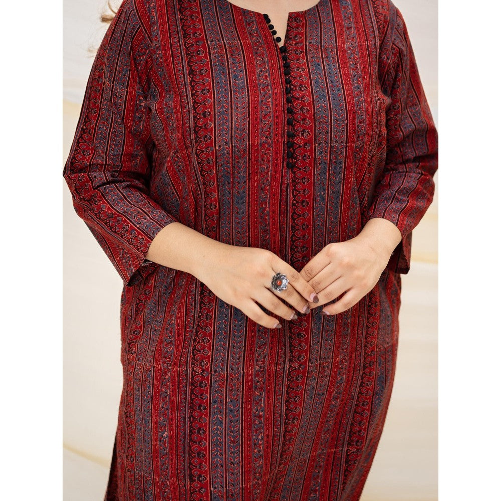 The Indian Ethnic Co. Ajrakh Madder Cotton Kurta