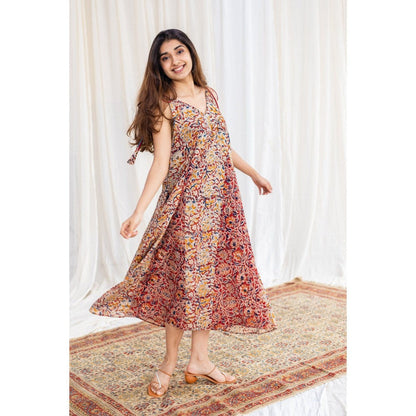 The Indian Ethnic Co. Kalamkari Floral Cotton Dress