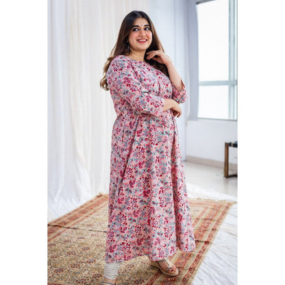 The Indian Ethnic Co. Sanganeri Peach Cotton Kurta