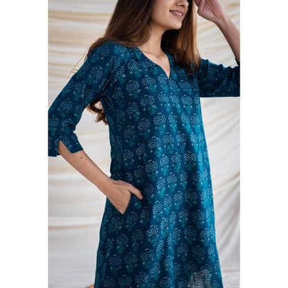 The Indian Ethnic Co. Indigo Slub Cotton Dress