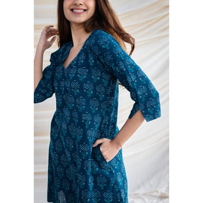 The Indian Ethnic Co. Indigo Slub Cotton Dress