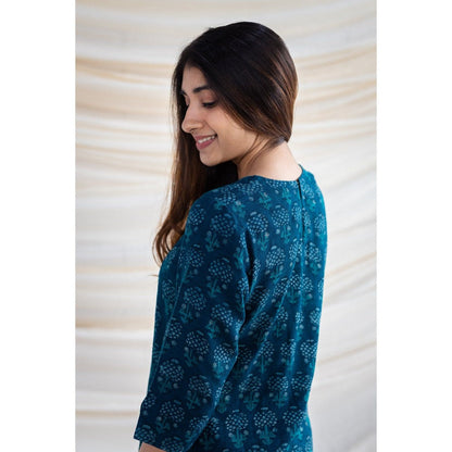 The Indian Ethnic Co. Indigo Slub Cotton Dress