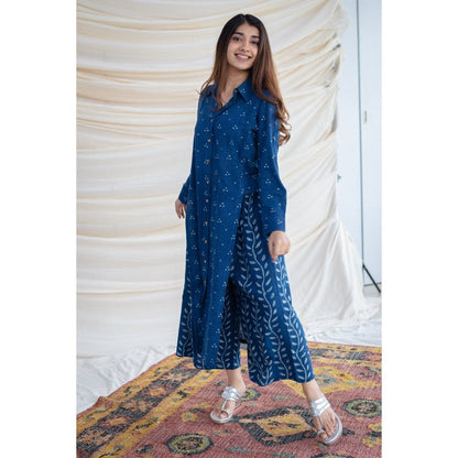 The Indian Ethnic Co. Indigo Slub Cotton Dabu Kurta of 2)