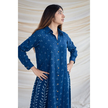 The Indian Ethnic Co. Indigo Slub Cotton Dabu Kurta of 2)