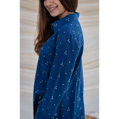 The Indian Ethnic Co. Indigo Slub Cotton Dabu Kurta of 2)