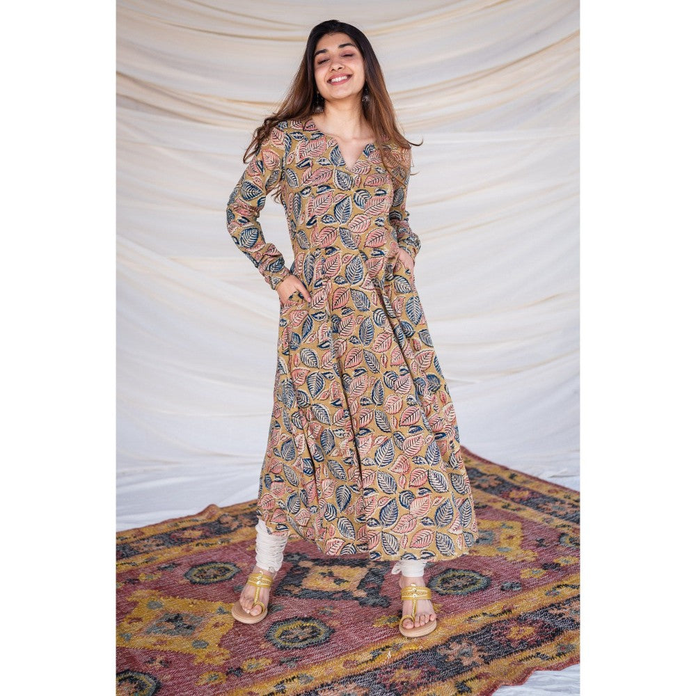 The Indian Ethnic Co. Kalamkari Cotton Yellow Kurta