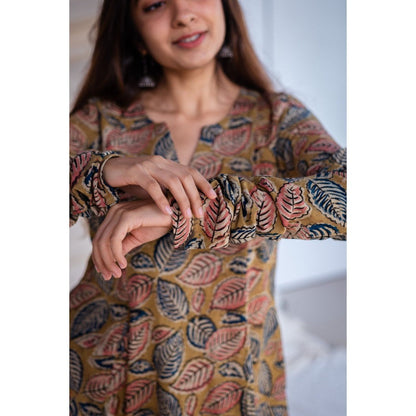 The Indian Ethnic Co. Kalamkari Cotton Yellow Kurta
