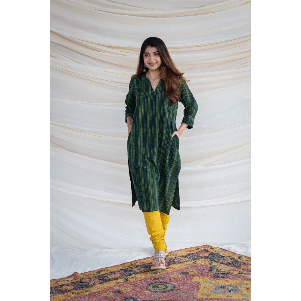 The Indian Ethnic Co. Slub Cotton Striped Kurta