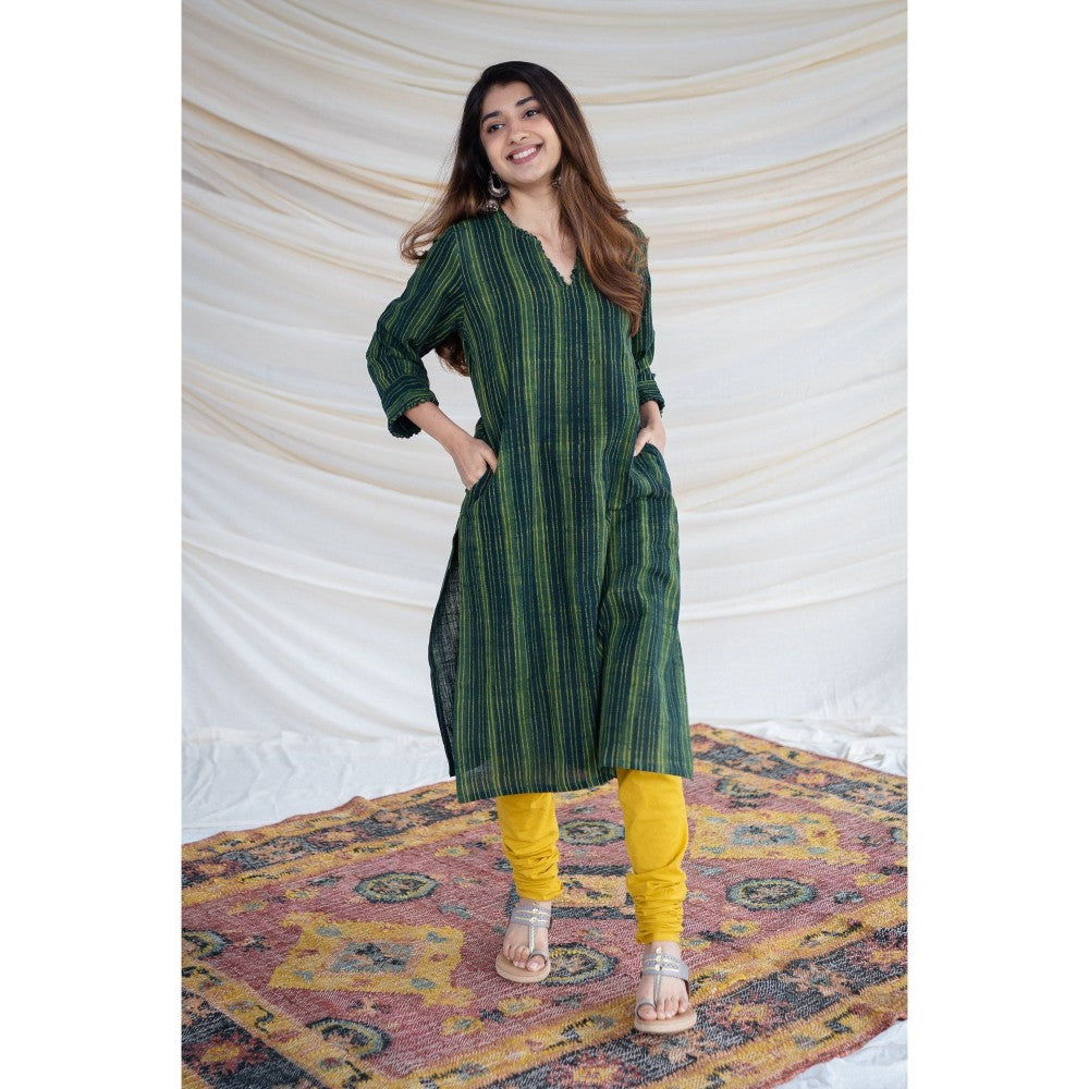 The Indian Ethnic Co. Slub Cotton Striped Kurta