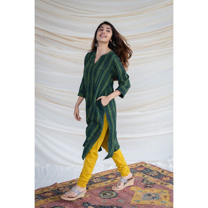 The Indian Ethnic Co. Slub Cotton Striped Kurta