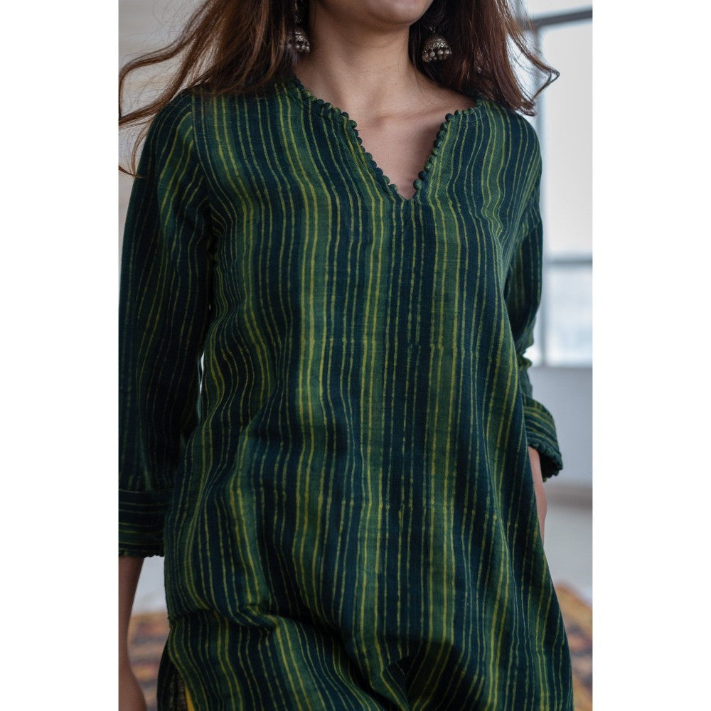 The Indian Ethnic Co. Slub Cotton Striped Kurta