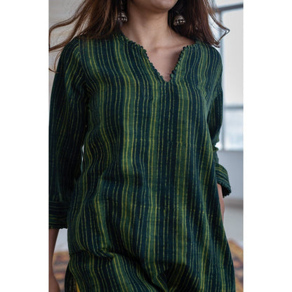 The Indian Ethnic Co. Slub Cotton Striped Kurta