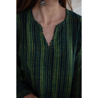 The Indian Ethnic Co. Slub Cotton Striped Kurta