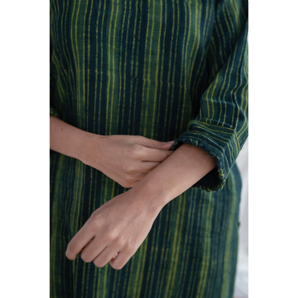 The Indian Ethnic Co. Slub Cotton Striped Kurta