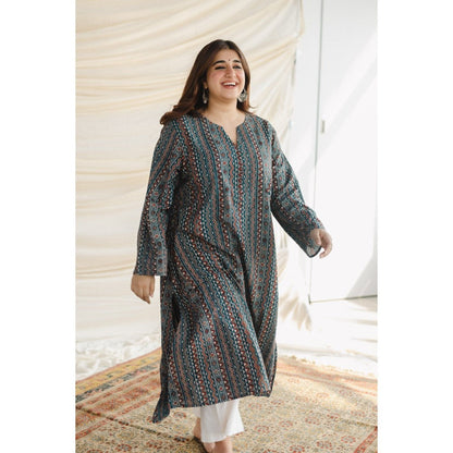 The Indian Ethnic Co. Blue Ajrakh Aline Cotton Kurta