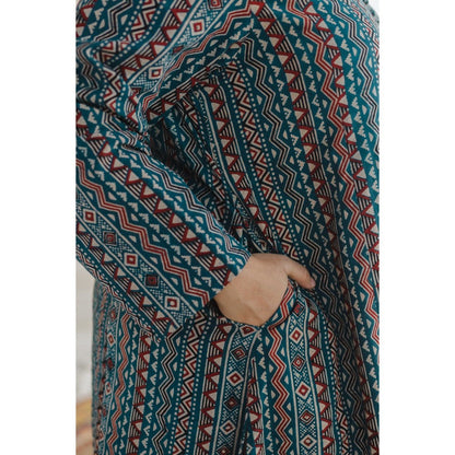 The Indian Ethnic Co. Blue Ajrakh Aline Cotton Kurta