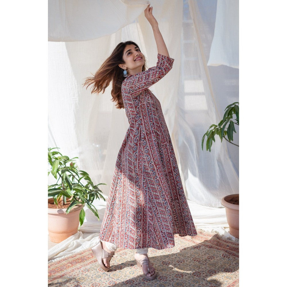 The Indian Ethnic Co. Kalamkari Red Kali Cotton Kurta