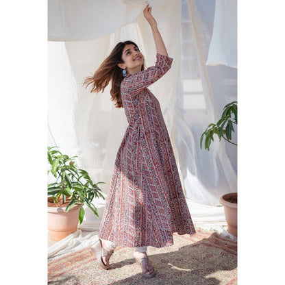 The Indian Ethnic Co. Kalamkari Red Kali Cotton Kurta