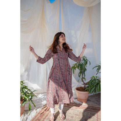 The Indian Ethnic Co. Kalamkari Red Kali Cotton Kurta