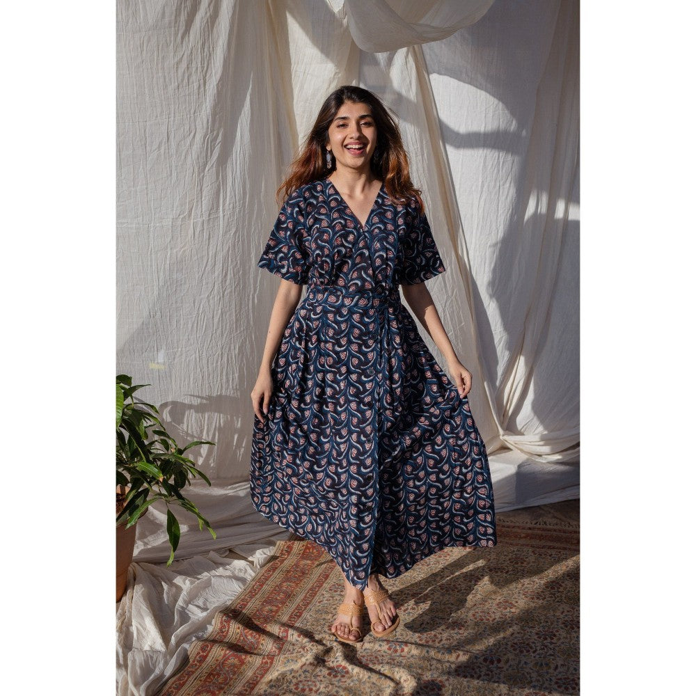 The Indian Ethnic Co. Blue Jahota Cotton Dress