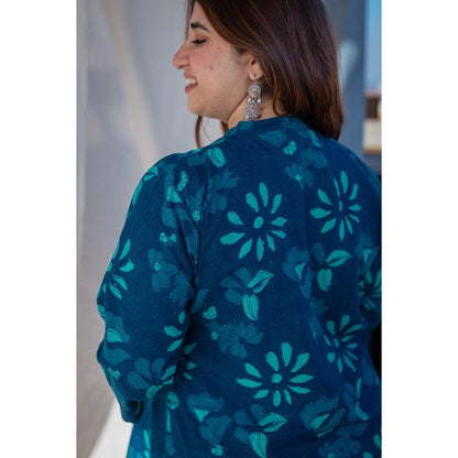 The Indian Ethnic Co. Indigo Dabu Cotton Short Top