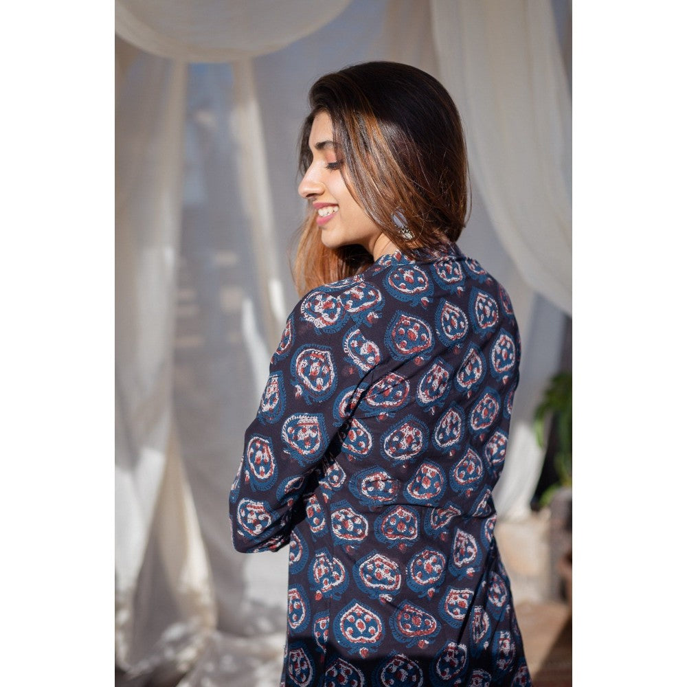 The Indian Ethnic Co. Indigo Jahota Cotton Short Top