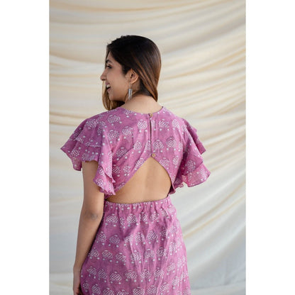 The Indian Ethnic Co. Pink Slub Cotton Cut-Out Dress