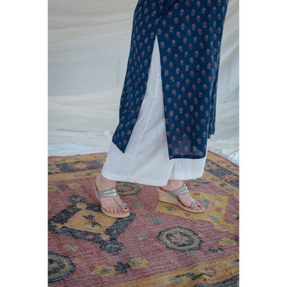The Indian Ethnic Co. Indigo Ajrakh Patchwork Straight Kurta