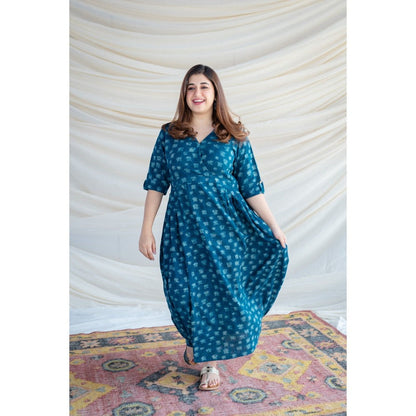 The Indian Ethnic Co. Indigo Slub Cotton Dress
