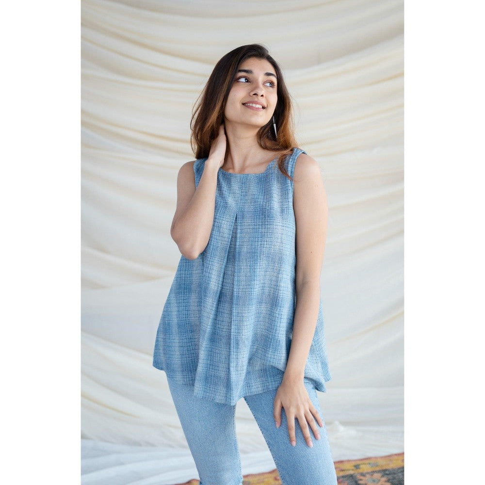 The Indian Ethnic Co. Blue Kala Cotton Short Top
