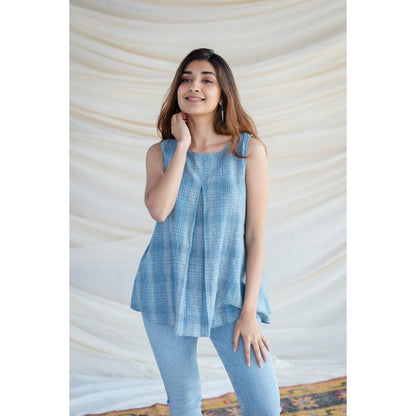 The Indian Ethnic Co. Blue Kala Cotton Short Top