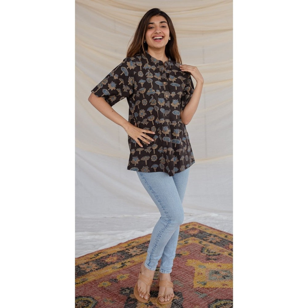 The Indian Ethnic Co. Black Ajrakh Cotton Tunic