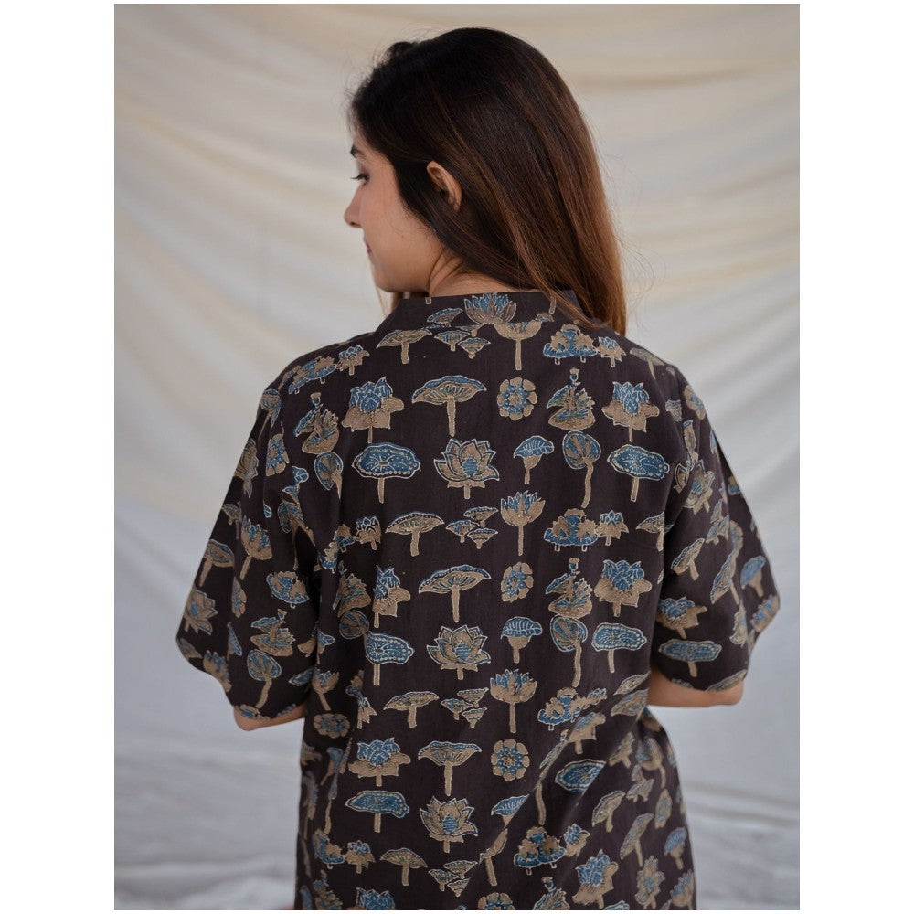The Indian Ethnic Co. Black Ajrakh Cotton Tunic