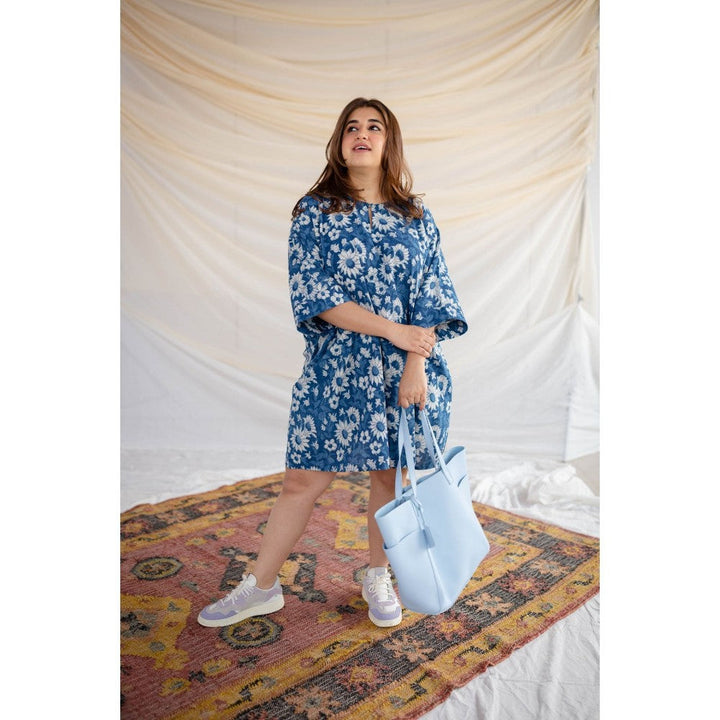 The Indian Ethnic Co. Indigo Dabu Cotton Dress